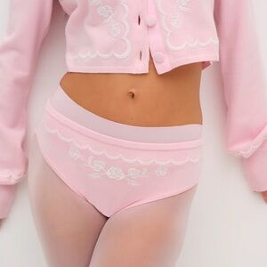 $49 NWT Pink For Love And Lemons “Josephina”  Embroidered Panties Sz XS